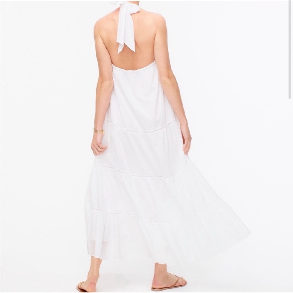 J. Crew NWT cotton halter maxi dress with rainbow stitching in white, small ✨ - Picture 8 of 11